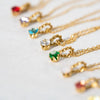 Wholesale Titanium Steel Retro Geometric Diamond Design Round Pendant Ochain Necklace For Women With Twelve Birthstones