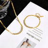 Wholesale Titanium Steel Retro Geometric Diamond Inlaid Necklace And Bracelet With Box Chain