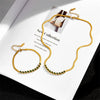 Wholesale Titanium Steel Retro Geometric Diamond Inlaid Necklace And Bracelet With Box Chain