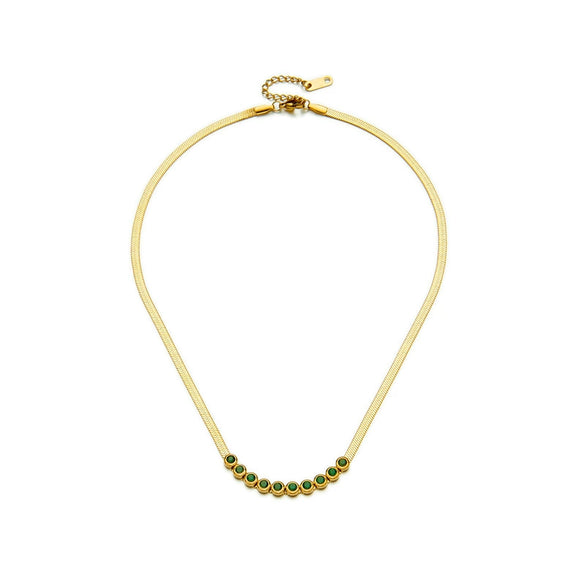 Wholesale Titanium Steel Retro Geometric Diamond Inlaid Necklace And Bracelet With Box Chain
