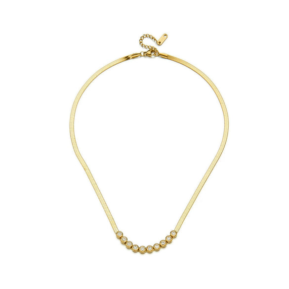 Wholesale Titanium Steel Retro Geometric Diamond Inlaid Necklace And Bracelet With Box Chain