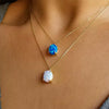 Wholesale Titanium Steel Retro Geometric Mixed Gemstone Pendant Necklace With Vacuum Plated 18K Real Gold For Women