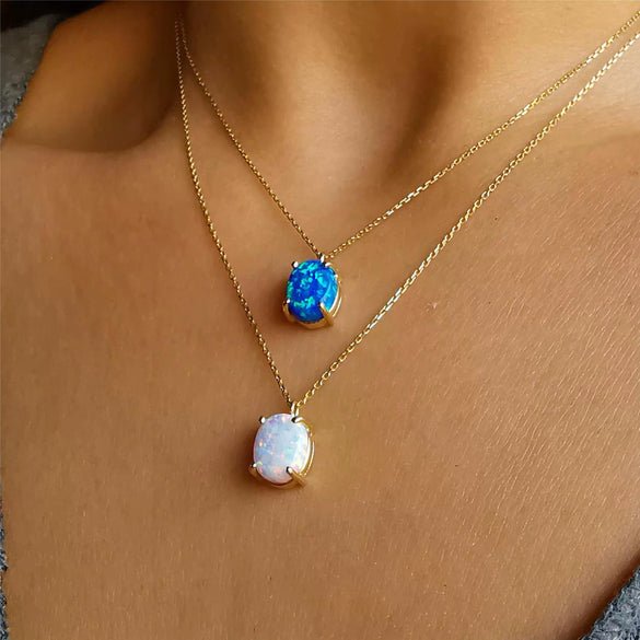 Wholesale Titanium Steel Retro Geometric Mixed Gemstone Pendant Necklace With Vacuum Plated 18K Real Gold For Women