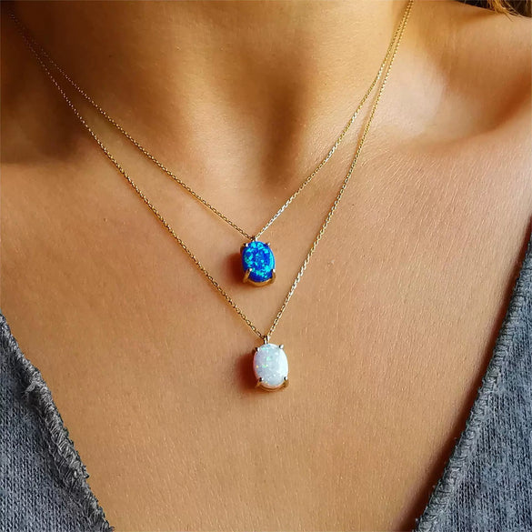 Wholesale Titanium Steel Retro Geometric Mixed Gemstone Pendant Necklace With Vacuum Plated 18K Real Gold For Women