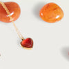 Wholesale Titanium Steel Retro Heartshaped Gem Inlaid Red Agate Pendant Necklace For Women