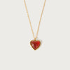 Wholesale Titanium Steel Retro Heartshaped Gem Inlaid Red Agate Pendant Necklace For Women