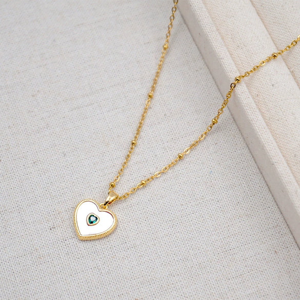 Wholesale Titanium Steel Retro Heartshaped Handmade Clavicle Necklace