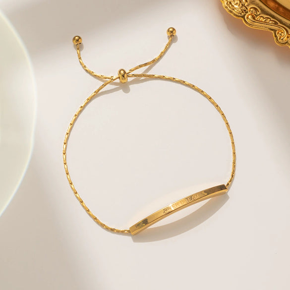 Wholesale Titanium Steel Retro Letter Geometric Gold Inlaid Women's Bracelet
