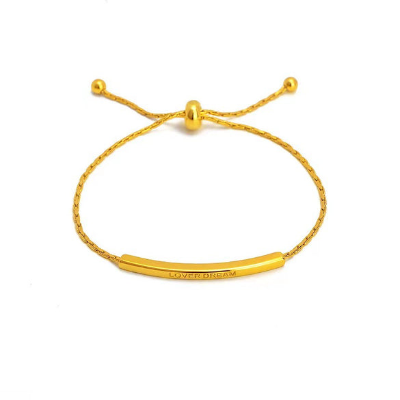 Wholesale Titanium Steel Retro Letter Geometric Gold Inlaid Women's Bracelet