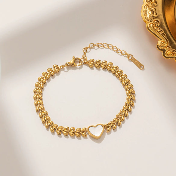 Wholesale Titanium Steel Retro Natural Style Wheat Ear Pattern Electroplated Women's Bracelet Jewelry