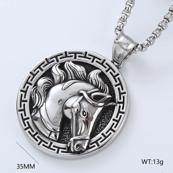 Wholesale Titanium Steel Retro Punk Hip Hop Geometric Men's Necklace With Polishing Treatment