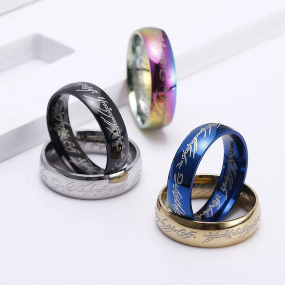 Wholesale Titanium Steel Retro Rings With Letters Numbers Text Electroplated For Men And Women