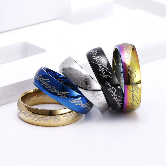 Wholesale Titanium Steel Retro Rings With Letters Numbers Text Electroplated For Men And Women