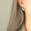 Wholesale 316L Stainless Steel Retro Style Geometric Striped Enamel Oil Drop Electroplated Earrings