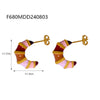 Wholesale 316L Stainless Steel Retro Style Geometric Striped Enamel Oil Drop Electroplated Earrings