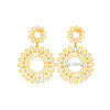 Wholesale Titanium Steel Retro Style Round Flower Earrings With Electroplating Treatment For Women