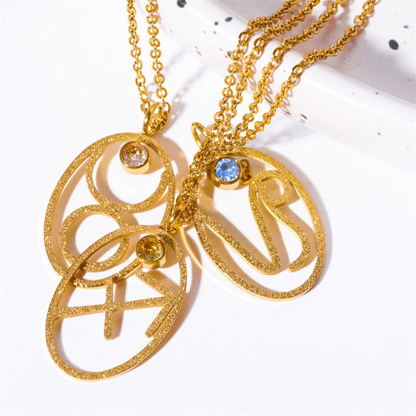 Wholesale Titanium Steel Retro Twelve Constellation Pendant Necklace With Electroplating Treatment And Ochain