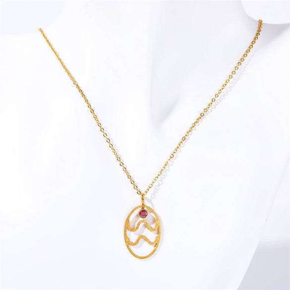 Wholesale Titanium Steel Retro Twelve Constellation Pendant Necklace With Electroplating Treatment And Ochain