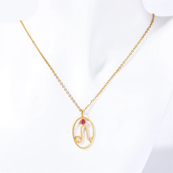 Wholesale Titanium Steel Retro Twelve Constellation Pendant Necklace With Electroplating Treatment And Ochain