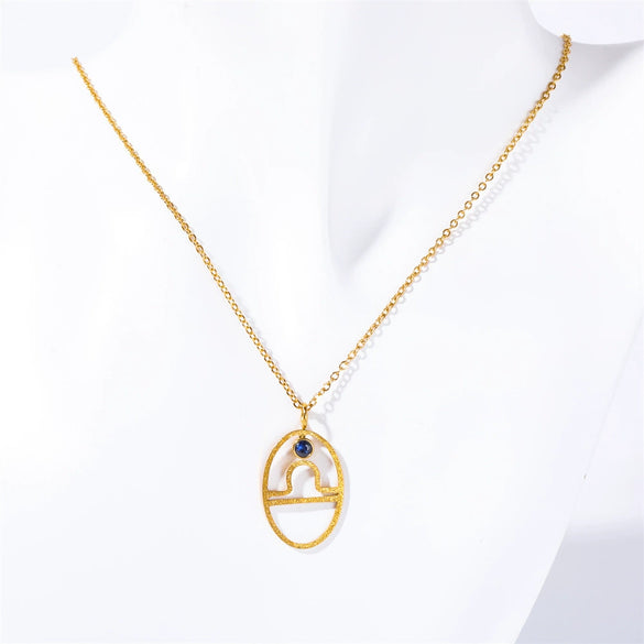 Wholesale Titanium Steel Retro Twelve Constellation Pendant Necklace With Electroplating Treatment And Ochain