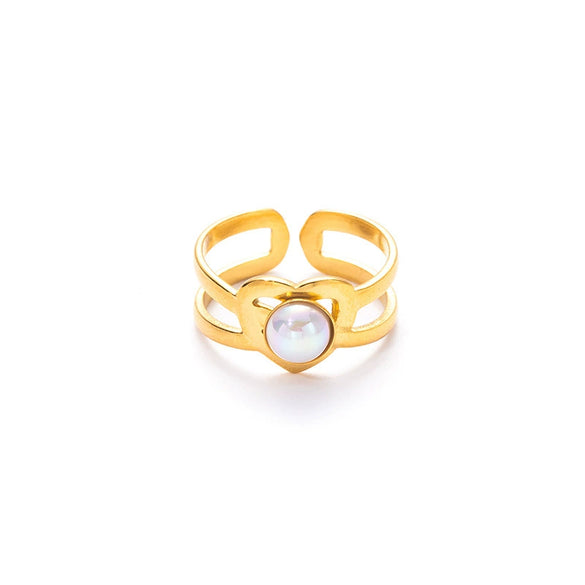 Wholesale Titanium Steel Ring Geometric Heart U Shape Retro Style Electroplated