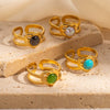 Wholesale Titanium Steel Ring Geometric Heart U Shape Retro Style Electroplated