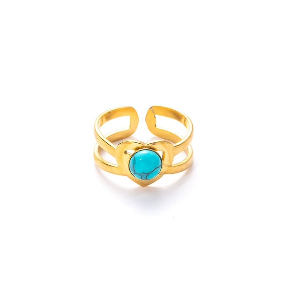 Wholesale Titanium Steel Ring Geometric Heart U Shape Retro Style Electroplated