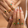 Wholesale Titanium Steel Ring Geometric Heart U Shape Retro Style Electroplated