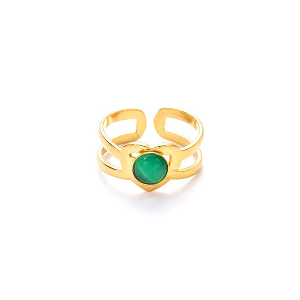 Wholesale Titanium Steel Ring Geometric Heart U Shape Retro Style Electroplated