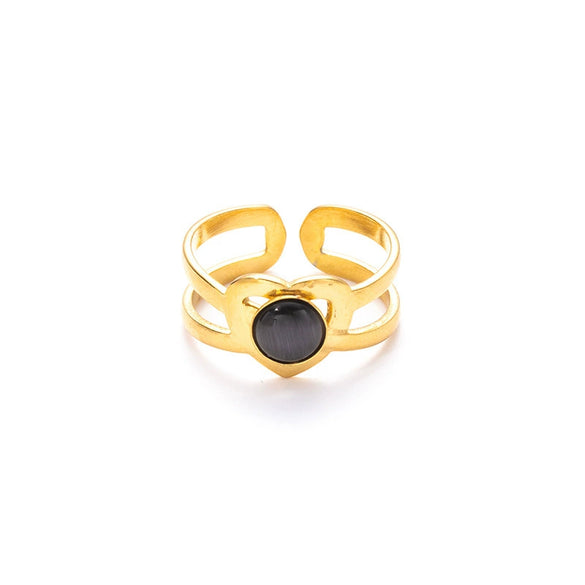 Wholesale Titanium Steel Ring Geometric Heart U Shape Retro Style Electroplated