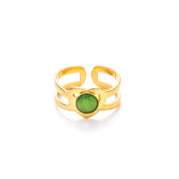 Wholesale Titanium Steel Ring Geometric Heart U Shape Retro Style Electroplated