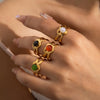 Wholesale Titanium Steel Ring Geometric Heart U Shape Retro Style Electroplated