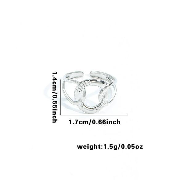 Wholesale Titanium Steel Ring Geometric Irregular Snake Line Multi Layer Retro Style For Women