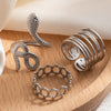 Wholesale Titanium Steel Ring Geometric Irregular Snake Line Multi Layer Retro Style For Women