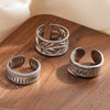 Wholesale Titanium Steel Ring Geometric Irregular Snake Line Multi Layer Retro Style For Women