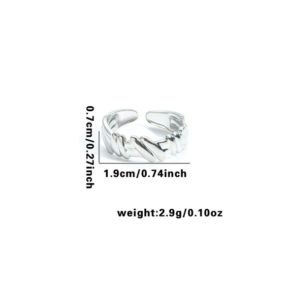 Wholesale Titanium Steel Ring Geometric Irregular Snake Line Multi Layer Retro Style For Women