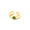 Wholesale Titanium Steel Ring Geometric Style Electroplated Inlaid With Natural Stone Retro Fashion Doublelayer Open Ring For Women