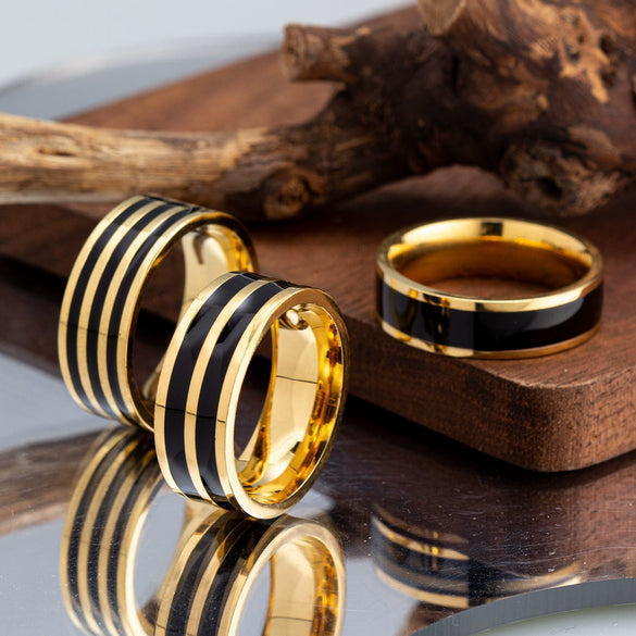Wholesale Titanium Steel Ring Geometric Style Gold Plated