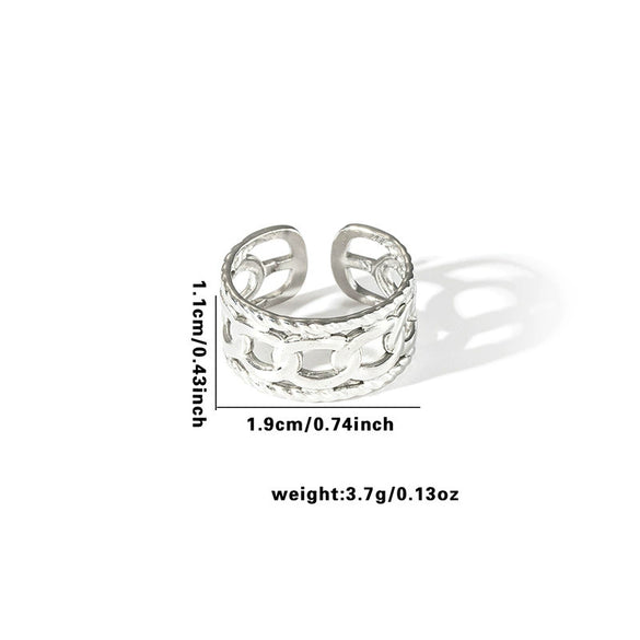 Wholesale Titanium Steel Ring Geometric Style With Heart Flower Leaf Letter Number Text Pattern Electroplated