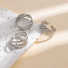 Wholesale Titanium Steel Ring Geometric Style With Heart Flower Leaf Letter Number Text Pattern Electroplated