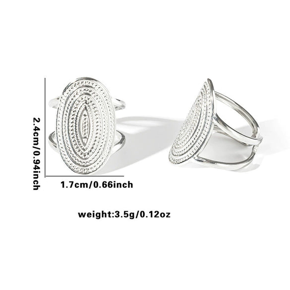 Wholesale Titanium Steel Ring Geometric Style With Heart Flower Leaf Letter Number Text Pattern Electroplated