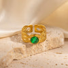 Wholesale Titanium Steel Ring Inlaid With Colorful Natural Stone Geometric U Shape Electroplated Unisex