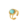 Wholesale Titanium Steel Ring Inlaid With Turquoise And Diamond In Light Luxury Style 18K Gold Plated Stainless Steel For Unisex