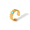 Wholesale Titanium Steel Ring Inlaid With Turquoise And Diamond In Light Luxury Style 18K Gold Plated Stainless Steel For Unisex