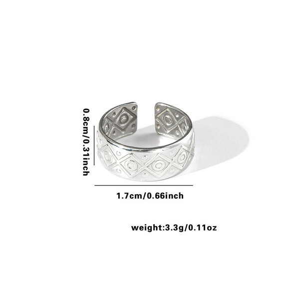 Wholesale Titanium Steel Ring Irregular Line Geometric Style With Heart Shape Flower Leaves Letters Numbers Text Electroplated For Women