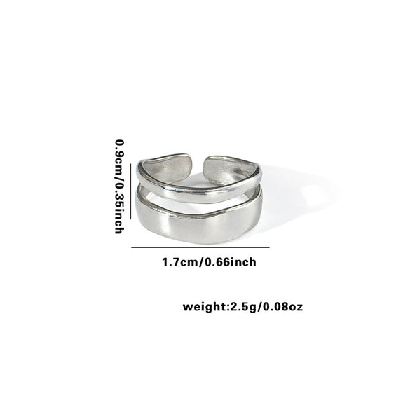 Wholesale Titanium Steel Ring Irregular Line Geometric Style With Heart Shape Flower Leaves Letters Numbers Text Electroplated For Women