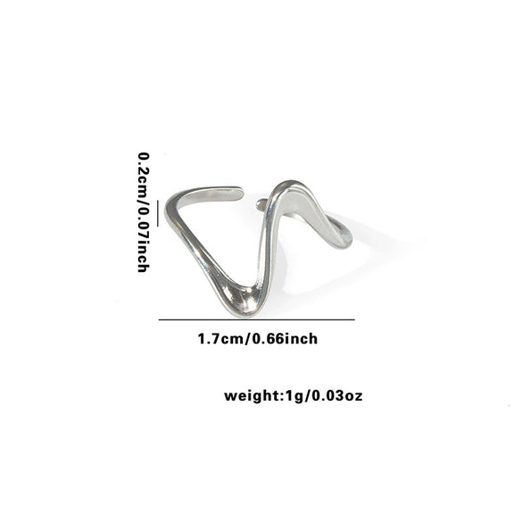 Wholesale Titanium Steel Ring Irregular Line Geometric Style With Heart Shape Flower Leaves Letters Numbers Text Electroplated For Women