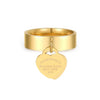 Wholesale Titanium Steel Ring Light Luxury Business Style Heart Shape Real Gold Plated Unisex