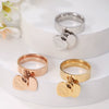 Wholesale Titanium Steel Ring Light Luxury Business Style Heart Shape Real Gold Plated Unisex