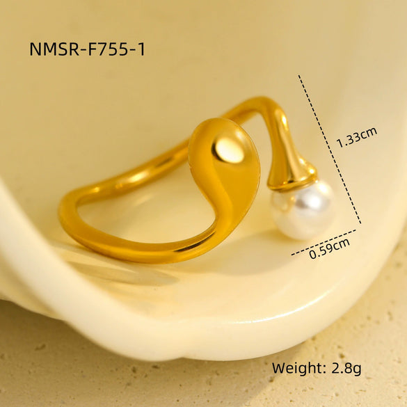 Wholesale Titanium Steel Ring Light Luxury Style Electroplated K Gold Plated Open Ring For Women